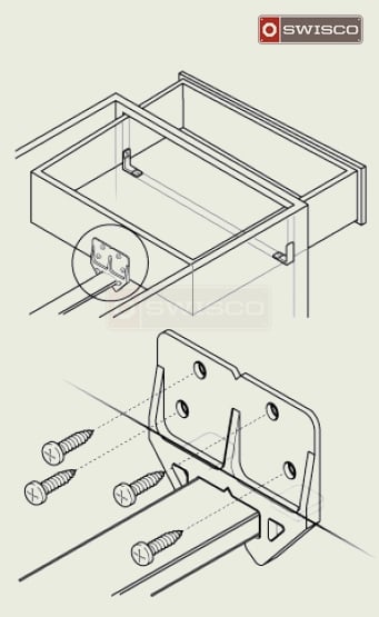 Diagram displaying how the drawer guide is attached.