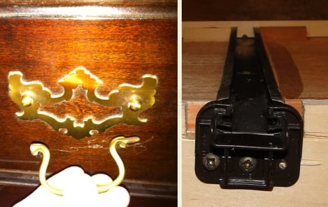 A customer submitted photo of a drawer handle and a track socket.