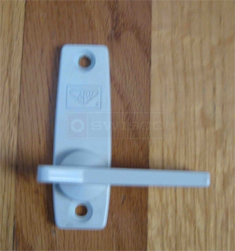 A customer submitted photo of an Andersen thumb latch.