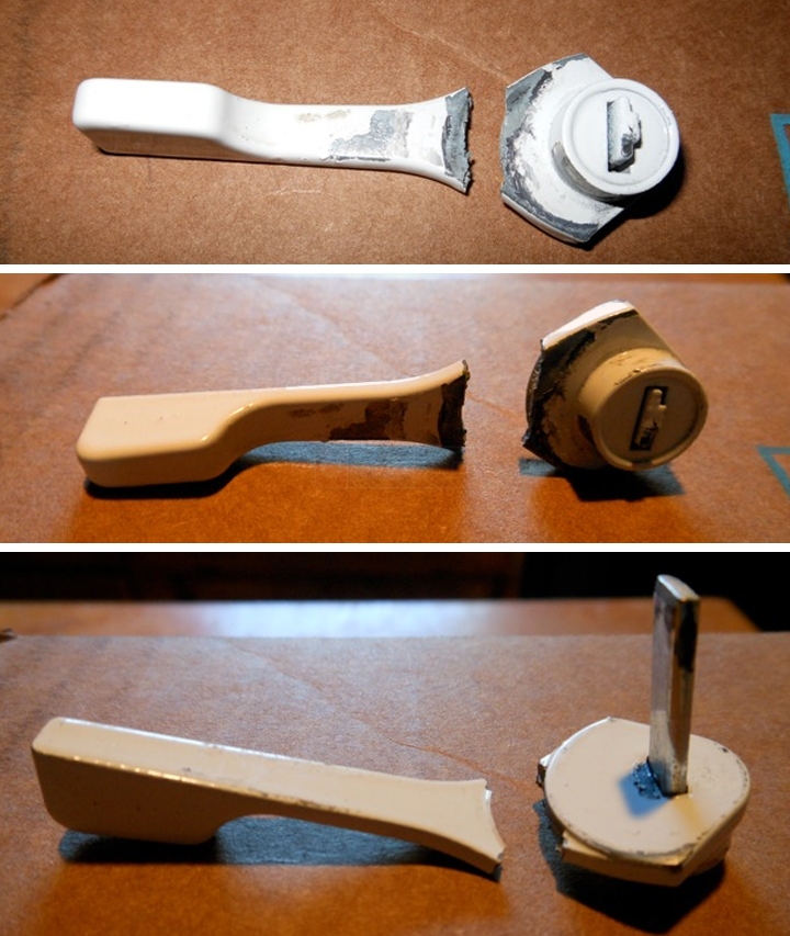 User submitted photos of a sliding door handle.