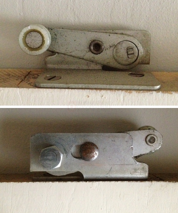 User submitted photos of pocket door hardware.