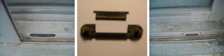 User submitted photos of sliding door hardware.