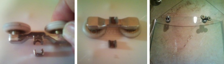 User submitted photos of shower door rollers.
