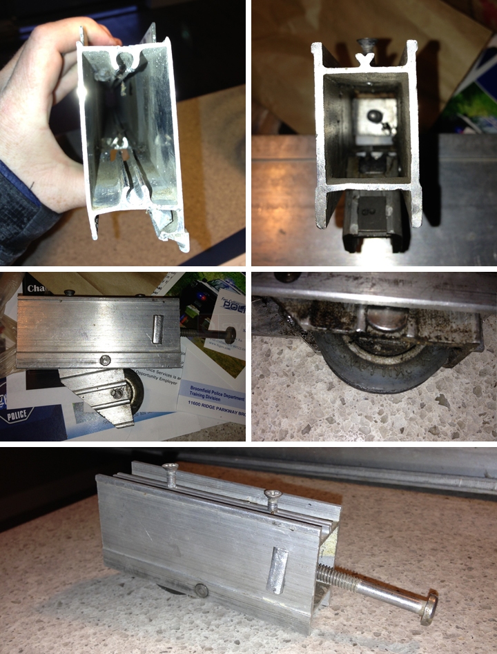 User submitted photos of a sliding door roller.