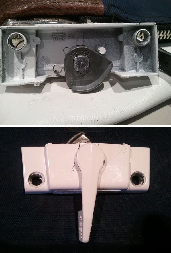 User submitted photos of a window latch.