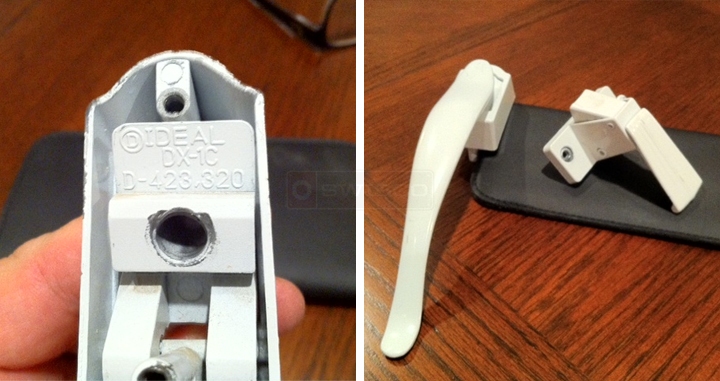User submitted photos of a storm door handle.