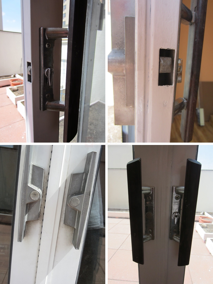 User submitted photos of patio door handles.