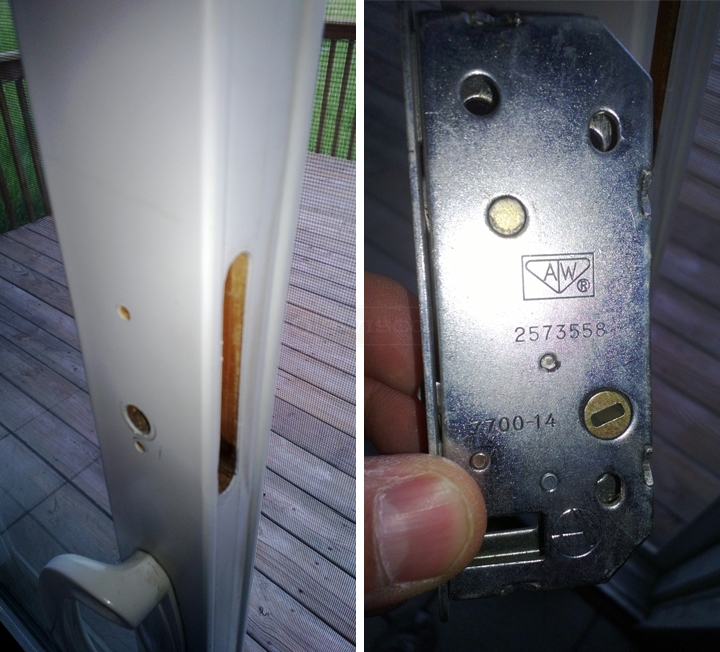 User submitted photos of patio door hardware.