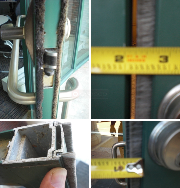 User submitted photos of commercial door wool pile.