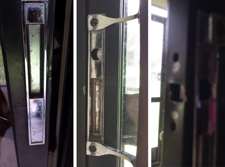 User submitted photos of patio door hardware.