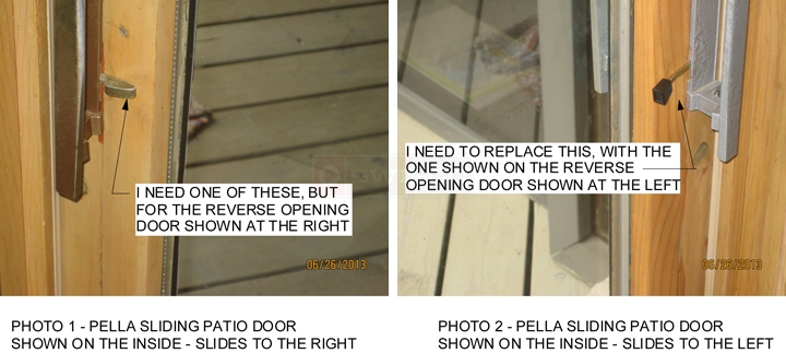 User submitted photos of patio door hardware.