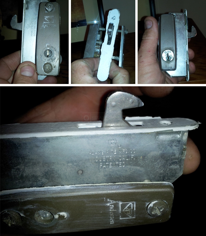User submitted photos of a patio door latch.