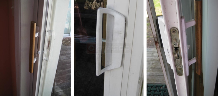 User submitted photos of patio door handles.