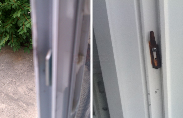 User submitted photos of patio door hardware.