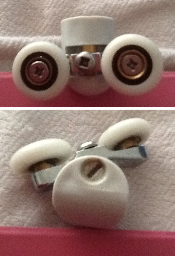 User submitted photos of shower door rollers.