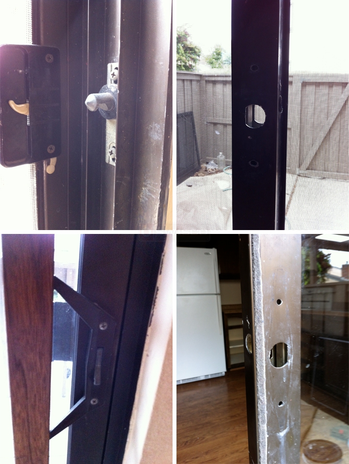 User submitted photos of patio door hardware.