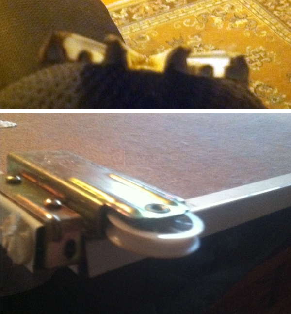 User submitted photos of closet door hardware.