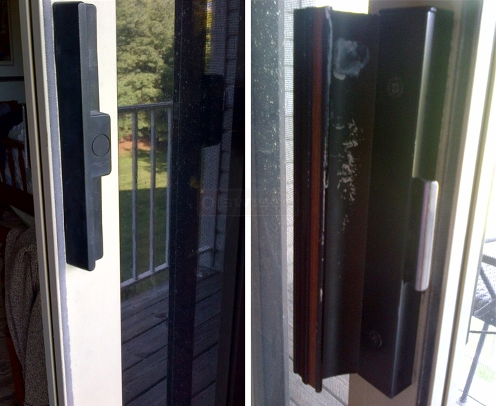 User submitted photos of patio door handles.