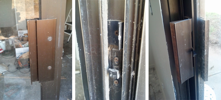User submitted photos of patio door handles.