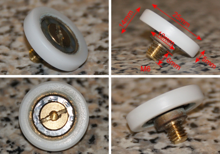 User submitted photos of shower door rollers.