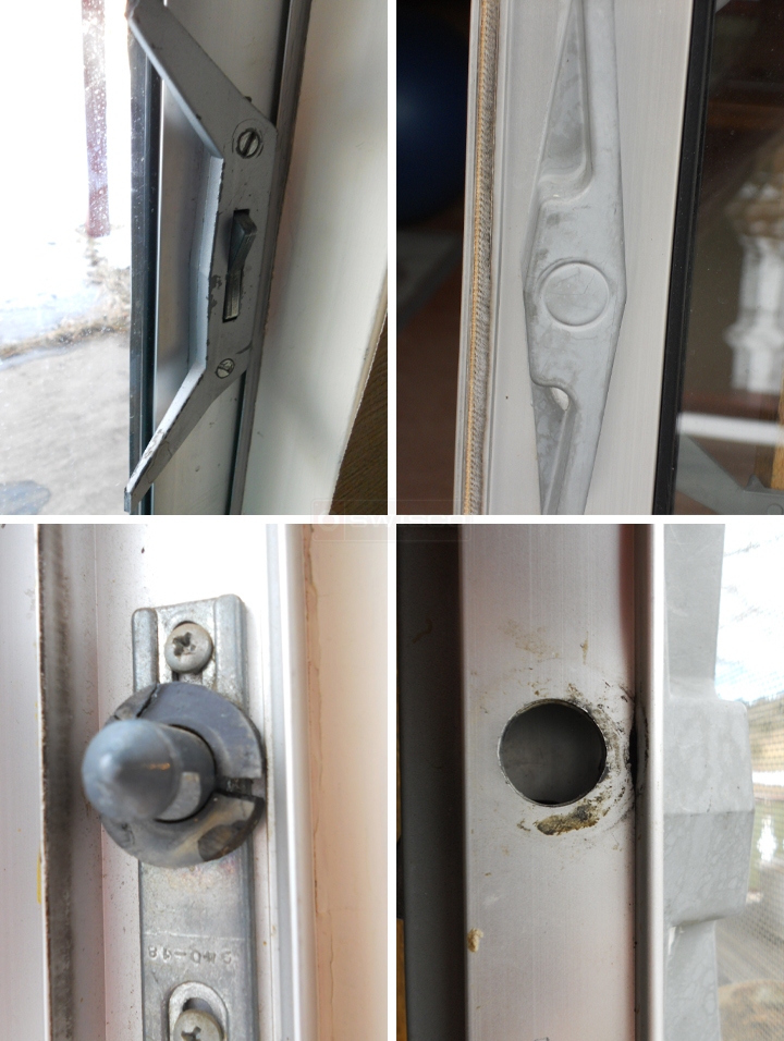 User submitted photos of patio door hardware.