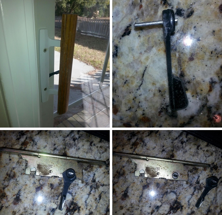 User submitted photos of patio door hardware.