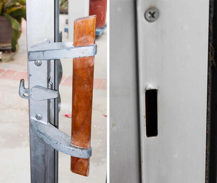 User submitted photos of patio door hardware.