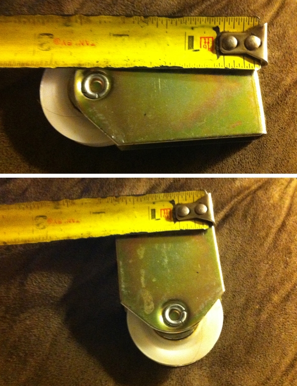 User submitted photos of a closet door roller.