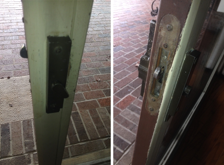 User submitted photos of patio door hardware.