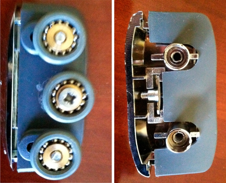 User submitted photos of shower door rollers.