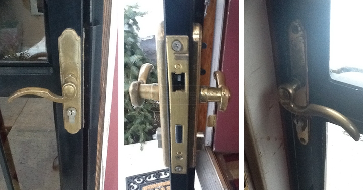 User submitted photos of storm door handles.