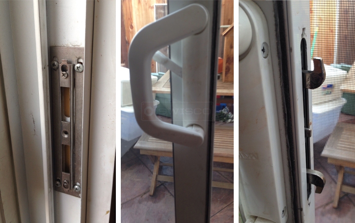 User submitted photos of patio door hardware.