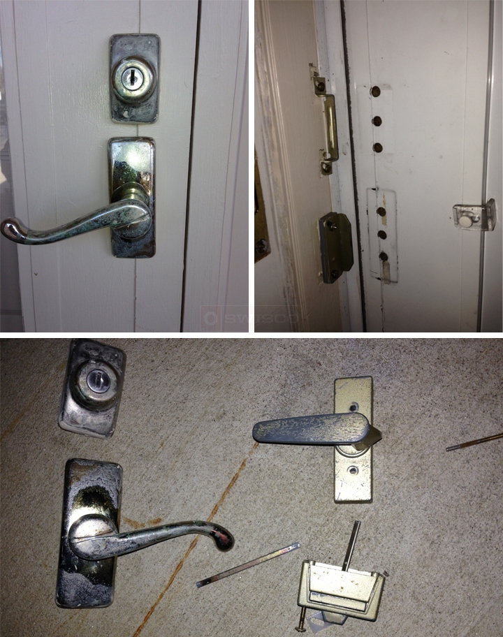User submitted photos of door hardware.