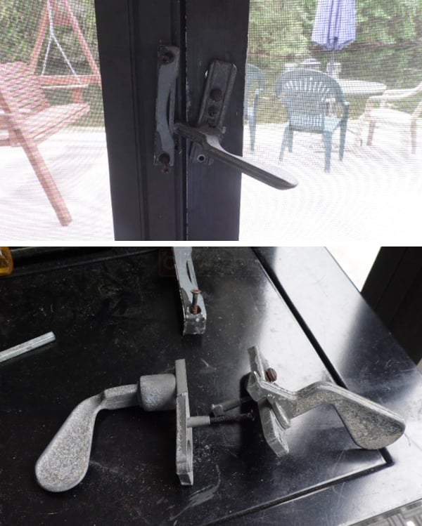 User submitted photos of a screen door handle set.