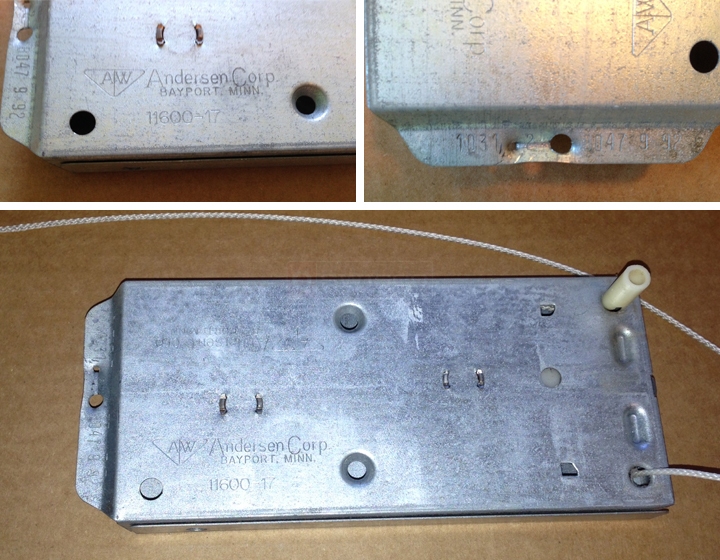 User submitted photos of an Andersen window balance.