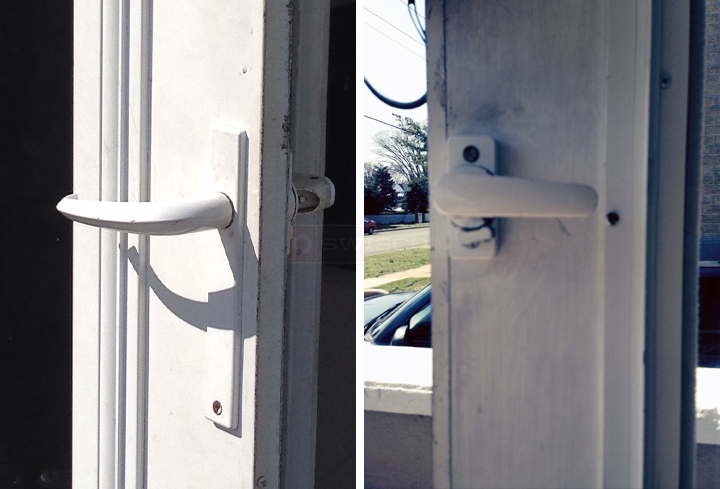 User submitted photos of a storm door handle set.