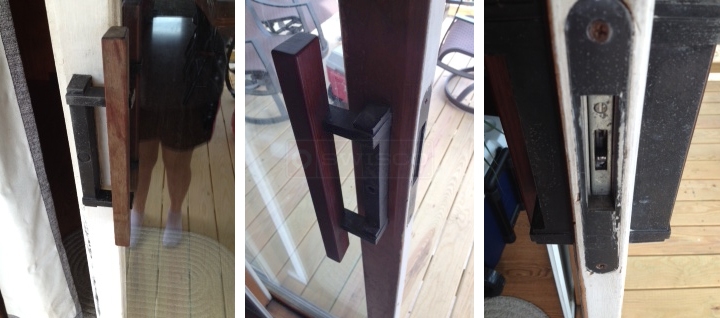 User submitted photos of patio door hardware.