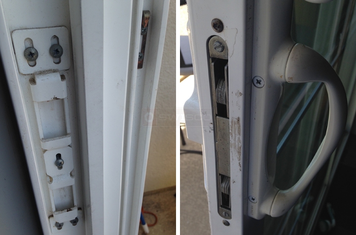 User submitted photos of patio door hardware.