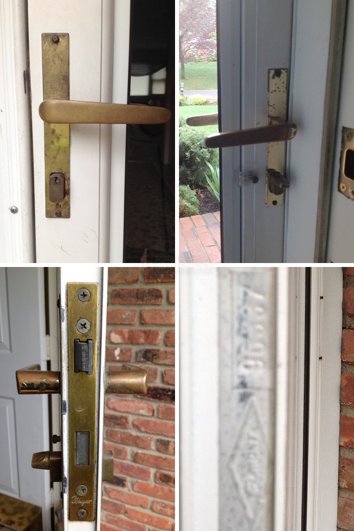 User submitted photos of storm door hardware.