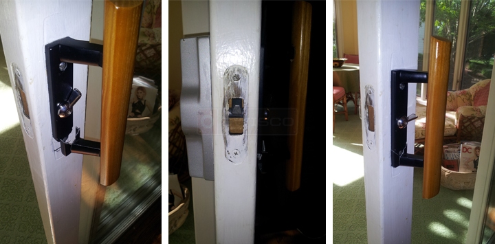 User submitted photos of patio door hardware.