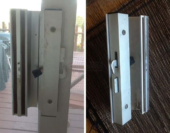 User submitted photos of a patio door handle.