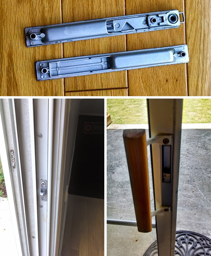 User submitted photos of patio door hardware.