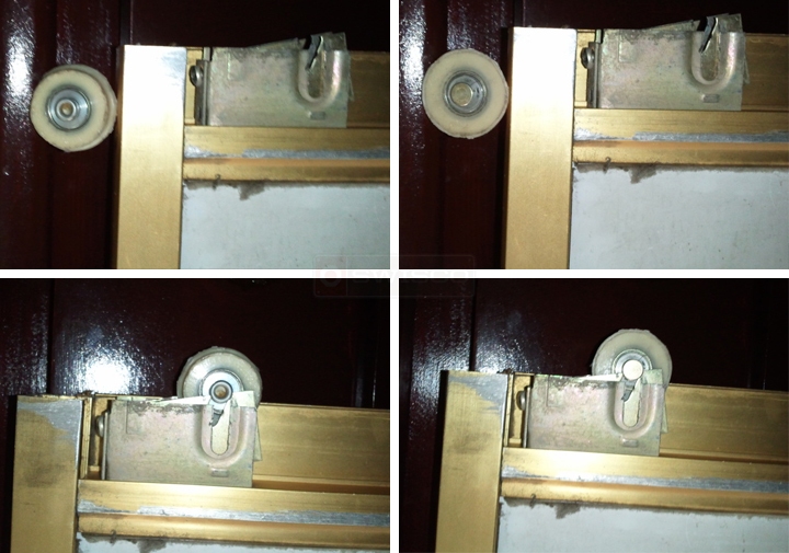 User submitted photos of closet door rollers.