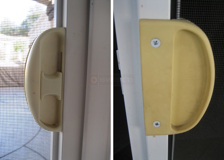 User submitted photos of patio screen door handles.