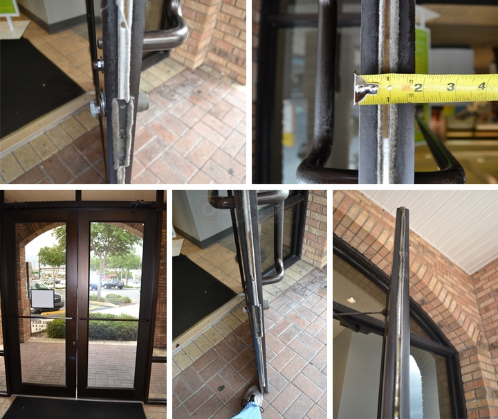 User submitted photos of commercial door weatherstripping.