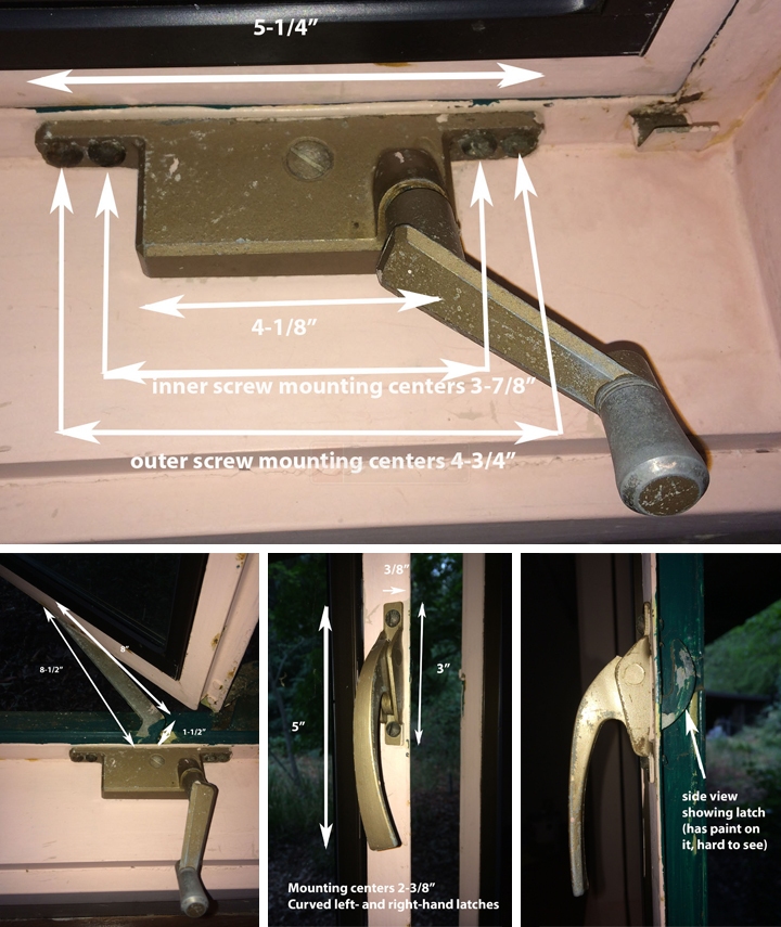 User submitted photos of window hardware.