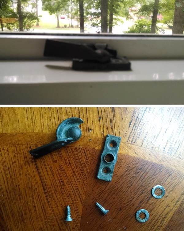 User submitted photos of a window lock.