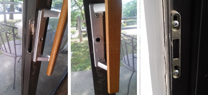 User submitted photos of patio door hardware.