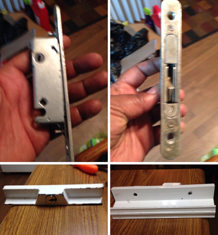 User submitted photos of patio door hardware.