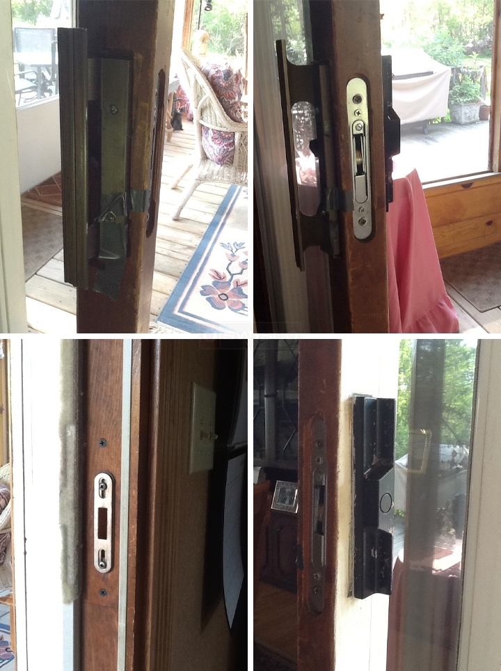 User submitted photos of patio door hardware.